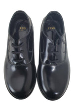 Load image into Gallery viewer, FENDI Kids Black Leather Lace Up Dress Shoes (26)-The Freperie
