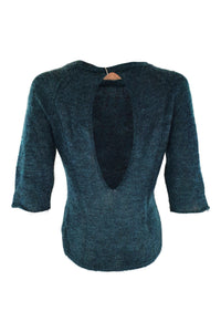 FILIPPA-K Green Round Neck Keyhole Back Mohair Pullover (XS)-Filippa K-The Freperie