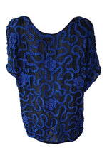 Load image into Gallery viewer, FRANK USHER Vintage Floral Sequin Blue Top (M)-Frank Usher-The Freperie
