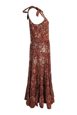 Load image into Gallery viewer, FREE PEOPLE 100% Cotton Brown Motif Floral Print Midi Dress (M)-Free People-The Freperie
