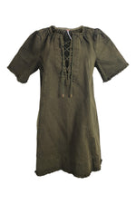 Load image into Gallery viewer, FREE PEOPLE 100% Cotton Green Denim Lace Front Mini Dress (S)-Free People-The Freperie
