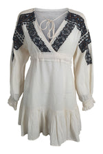 Load image into Gallery viewer, FREE PEOPLE Boho Cotton Blend Ivory Beaded Mini Dress (L)-Free People-The Freperie
