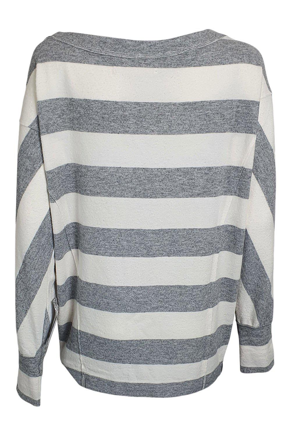 FREE PEOPLE Cali Grey White Striped Long Sleeved Jumper (XS)-The Freperie
