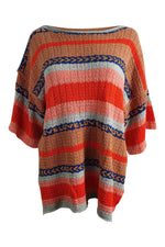 Load image into Gallery viewer, FREE PEOPLE Cotton Blend Multicoloured 3/4 Sleeve Striped Jumper (XS)-Free People-The Freperie
