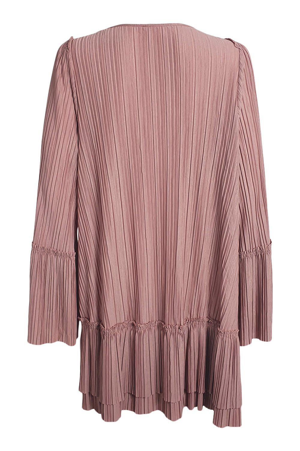 FREE PEOPLE Dusty Rose Pink V Front Pleated Mini Dress (M)-Free People-The Freperie