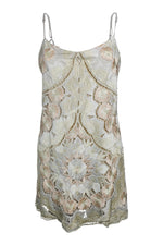 Load image into Gallery viewer, FREE PEOPLE Ivory Floral Embroidered Low Back Strappy Micro Mini Dress (0)-The Freperie

