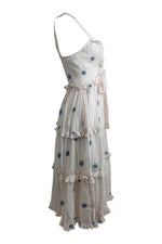 Load image into Gallery viewer, FREE PEOPLE White Polka Dot Floral Modern Boho Daisy Chain Midi Dress (XS)-The Freperie
