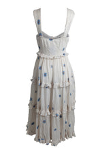Load image into Gallery viewer, FREE PEOPLE White Polka Dot Floral Modern Boho Daisy Chain Midi Dress (XS)-The Freperie
