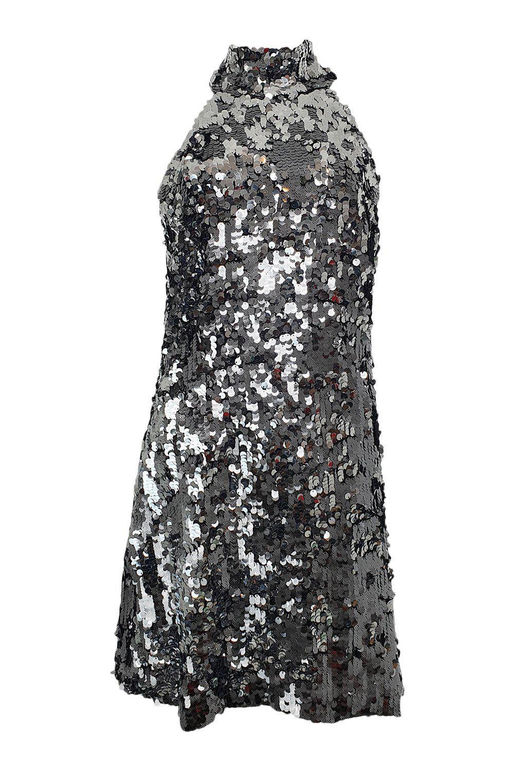 GALVAN London Gemma All Over Sequin Sash Neck Mini Dress (FR38)-Galvan London-The Freperie