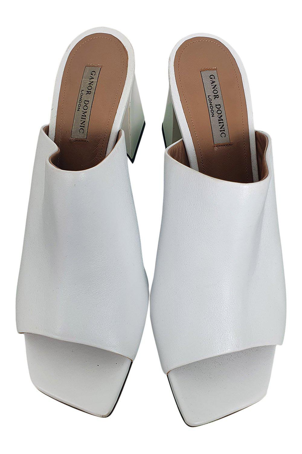 GANOR DOMINIC White Leather Open Front Bianca Art Shoes (UK 6 | EU 39 | US 9)-The Freperie