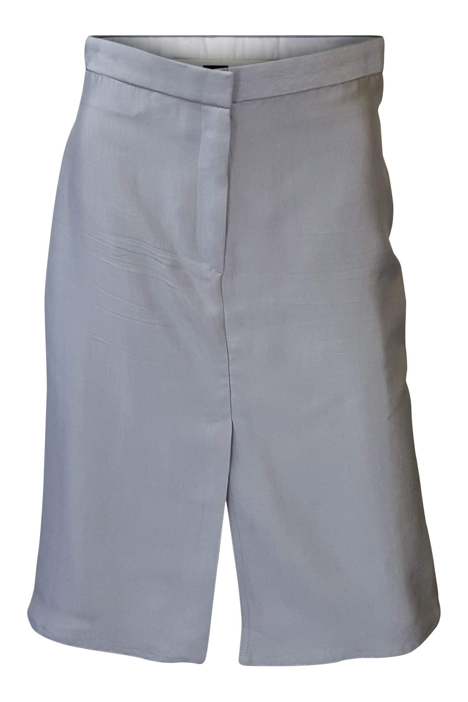GIANFRANCO FERRE Silver Silk Pencil Skirt (40)-Gianfranco Ferre-The Freperie