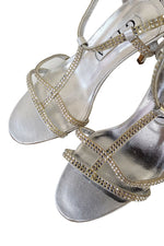 Load image into Gallery viewer, GINA Silver Swarovski Crystal Studded Strappy Shoes (UK 6)-Gina-The Freperie
