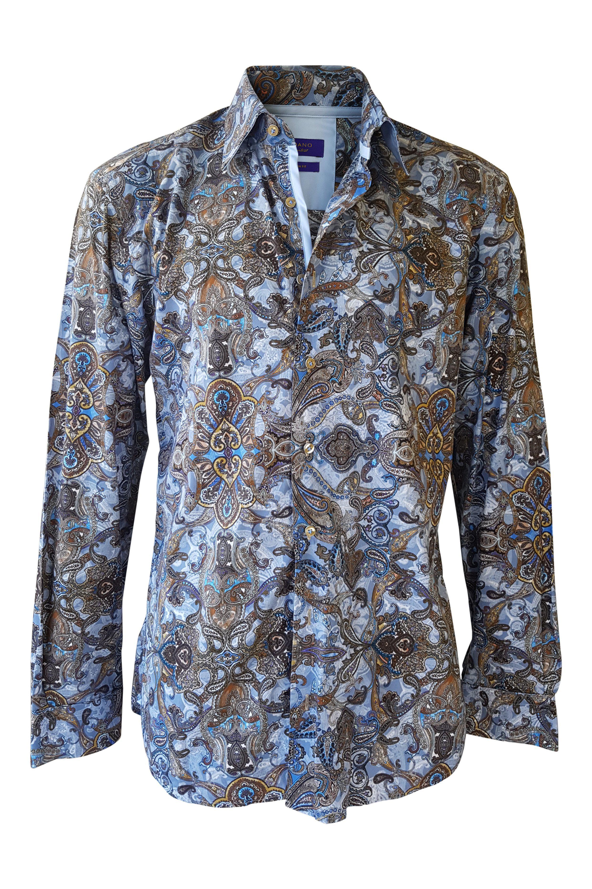 GIORDIANO Blue Paisley Print Blazer and Shirt Set (IT 52)-Giordiano-The Freperie