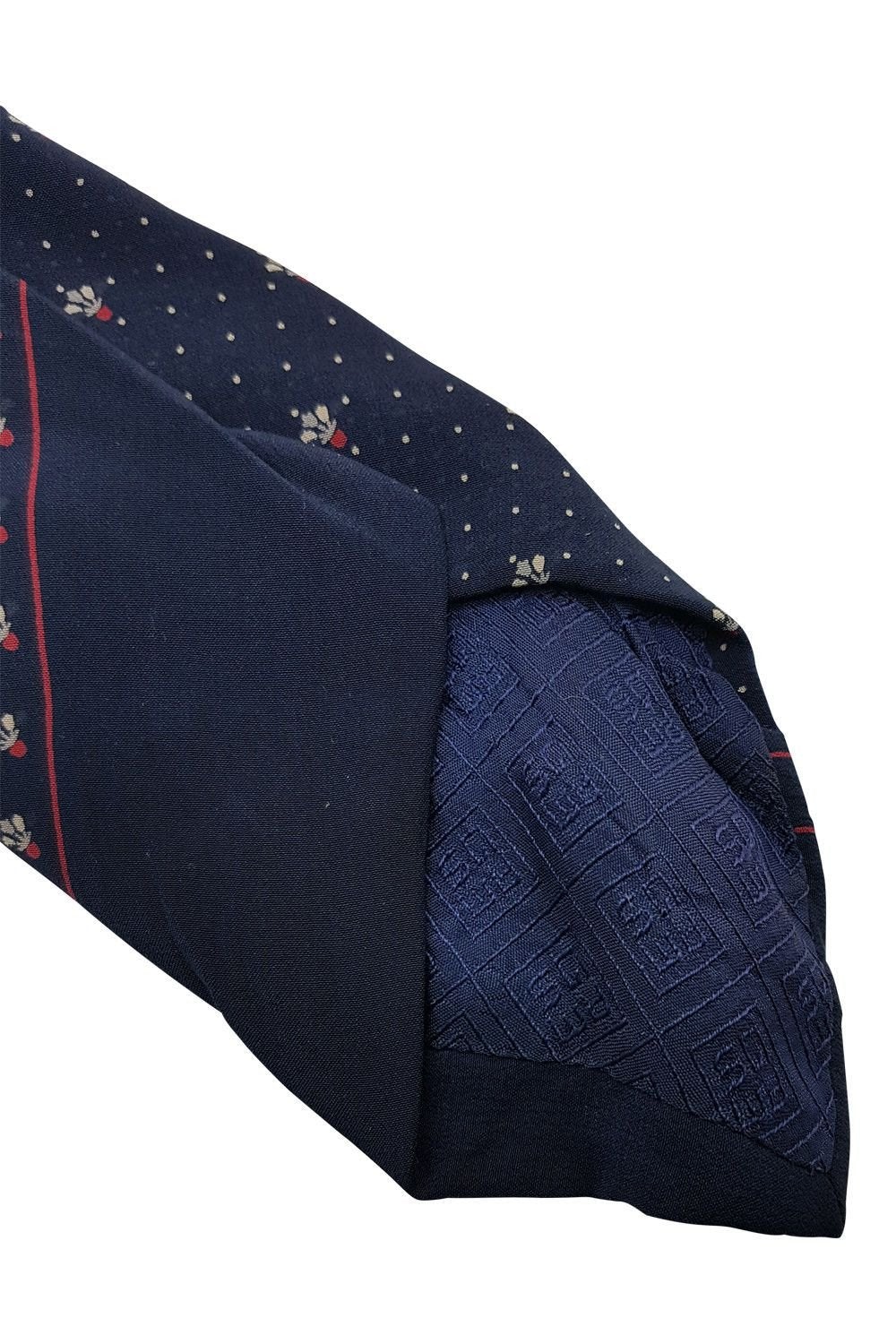 GRES Navy Fleur De lis Print Silk Tie (58")-Gres-The Freperie