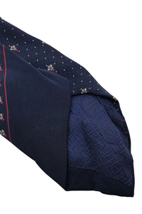 GRES Navy Fleur De lis Print Silk Tie (58")-Gres-The Freperie