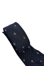 Load image into Gallery viewer, GRES Navy Fleur De lis Print Silk Tie (58&quot;)-Gres-The Freperie

