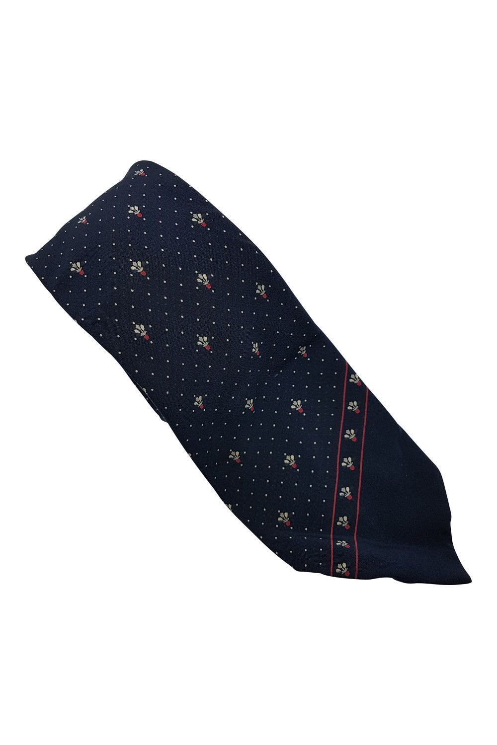GRES Navy Fleur De lis Print Silk Tie (58")-Gres-The Freperie