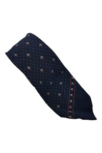 GRES Navy Fleur De lis Print Silk Tie (58")-Gres-The Freperie