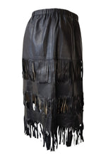 Load image into Gallery viewer, GUCCI Shredded &amp; Tassled Leather Mini Skirt (IT 40)-Gucci-The Freperie
