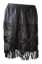 Load image into Gallery viewer, GUCCI Shredded &amp; Tassled Leather Mini Skirt (IT 40)-Gucci-The Freperie
