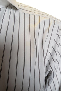 GUCCI Off White 100% Cotton Shirt With Brown Stripes (16")-Gucci-The Freperie