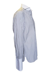 GUCCI Off White 100% Cotton Shirt With Brown Stripes (16")-Gucci-The Freperie