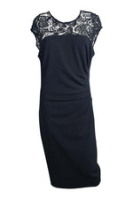 Load image into Gallery viewer, HALE BOB Black Lace Trim Short Sleeved Bodycon Dress (L)-The Freperie
