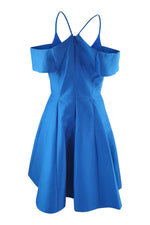 Load image into Gallery viewer, HALSTON HERITAGE Cold-Shoulder V-Neck Silk Faille Cocktail Dress (2)-Halston Heritage-The Freperie
