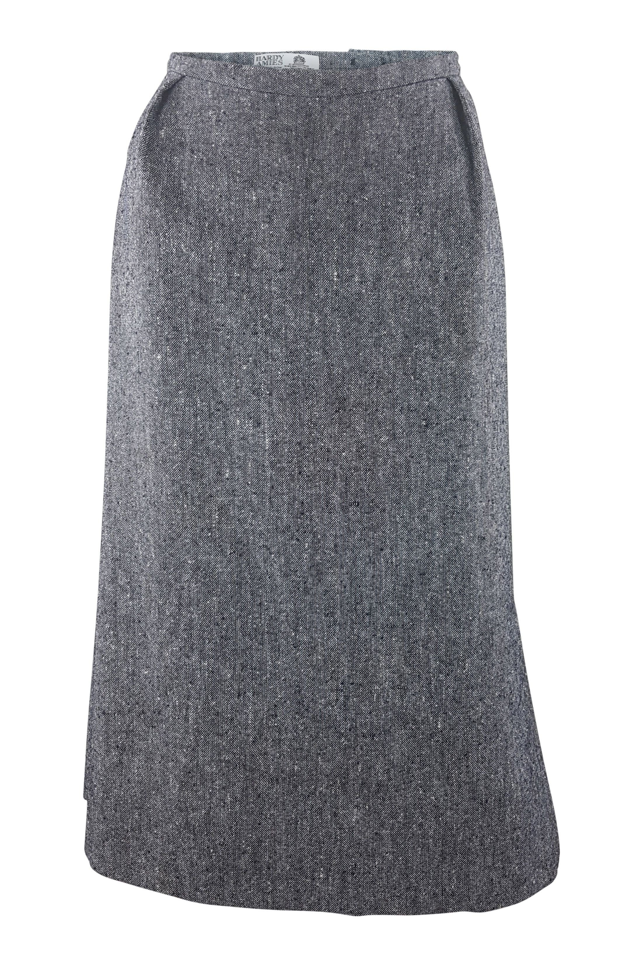 HARDY AMIES Vintage Grey Wool A Line Skirt (10)-Hardy Amies-The Freperie