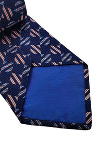 HAWES AND CURTIS Geometric Pink Blue Woven Silk Tie (59")-Hawes and Curtis-The Freperie