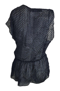 IRO Ilen Black Silk Mix Sleeveless Sheer Blouse (FR 40)-IRO-The Freperie