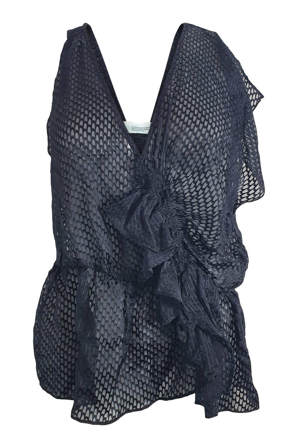 IRO Ilen Black Silk Mix Sleeveless Sheer Blouse (FR 40)-IRO-The Freperie