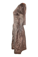 Load image into Gallery viewer, ISA ARFEN Bronze 3/4 Sleeve Cut Out Linen Dress (UK 8)-Isa Arfen-The Freperie
