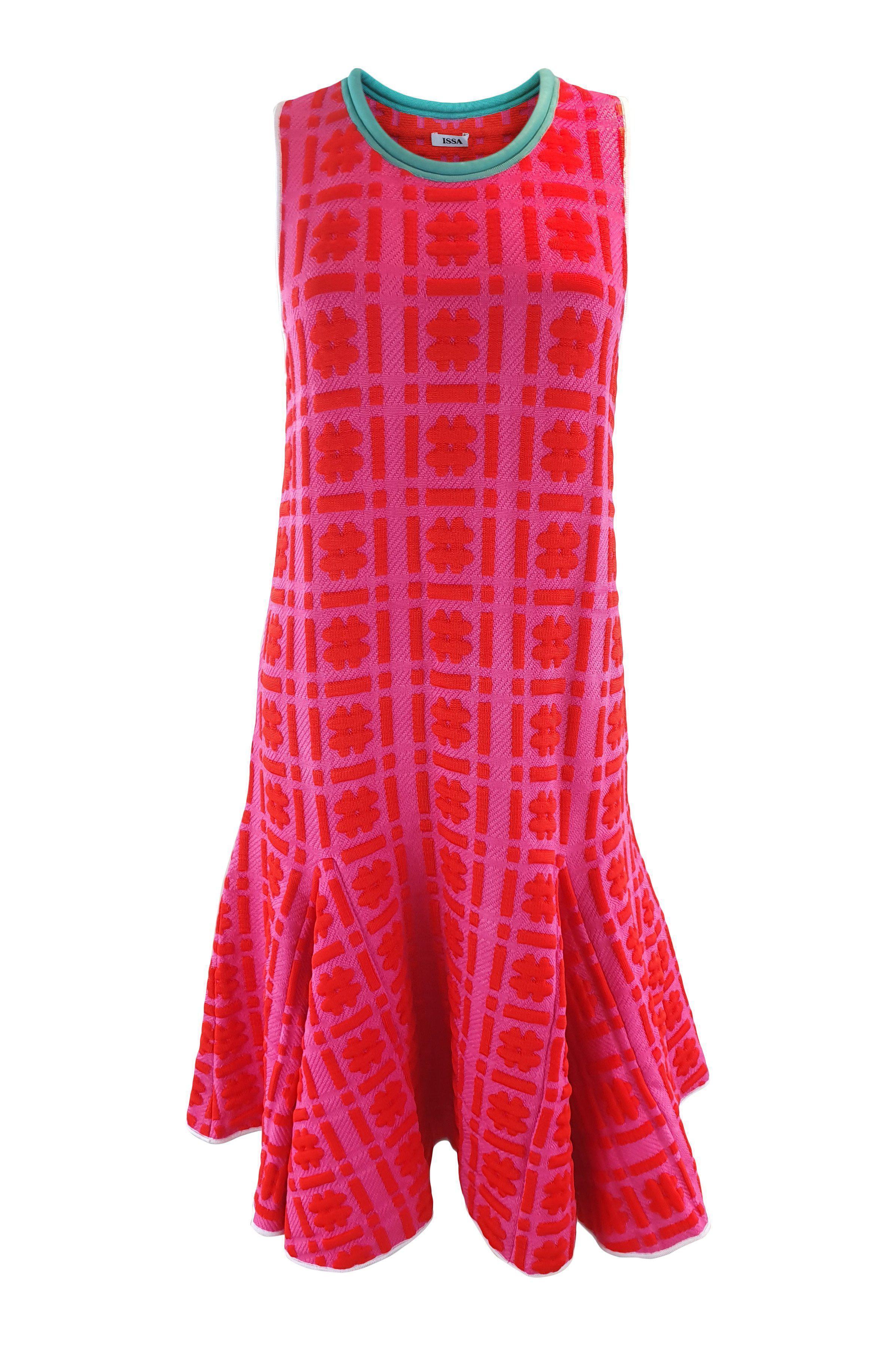 ISSA Silvia Hashtag Printed Jacquard Sleeveless Dress (S)-ISSA-The Freperie
