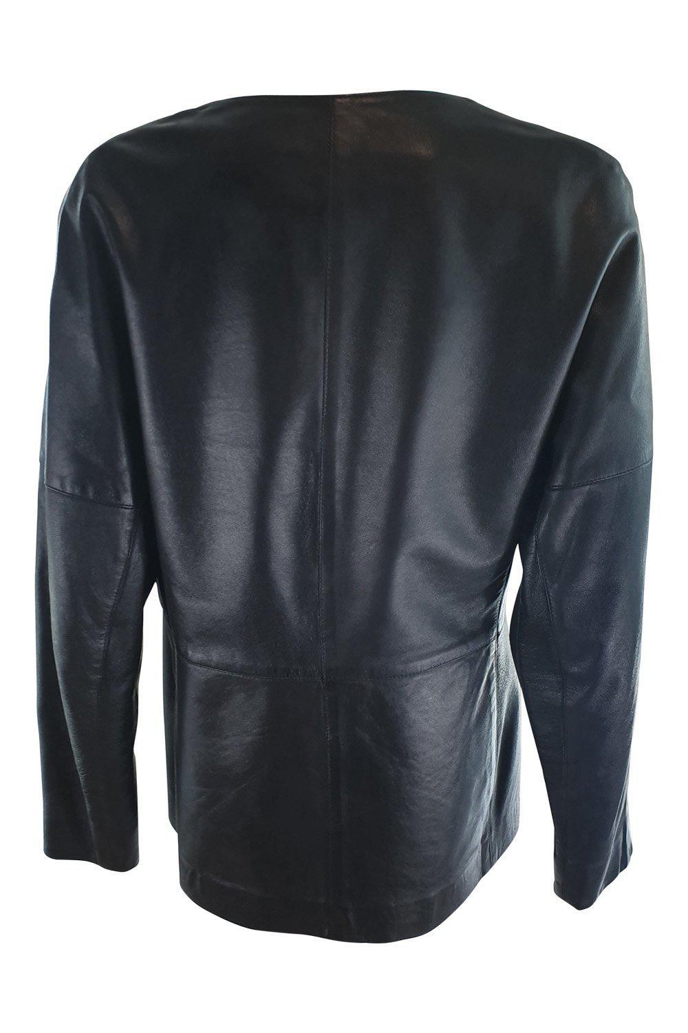 Jaeger Black Leather Jacket UK 12