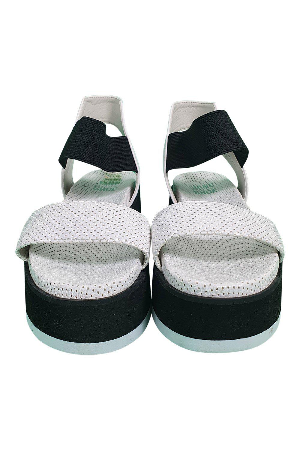 JANE AND THE SHOE White Black Perforated Strappy Sandals (US 6 | UK 3 | EU 36)-Jane and The Shoe-The Freperie