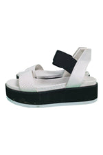 Load image into Gallery viewer, JANE AND THE SHOE White Black Perforated Strappy Sandals (US 6 | UK 3 | EU 36)-Jane and The Shoe-The Freperie
