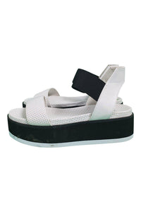JANE AND THE SHOE White Black Perforated Strappy Sandals (US 6 | UK 3 | EU 36)-Jane and The Shoe-The Freperie
