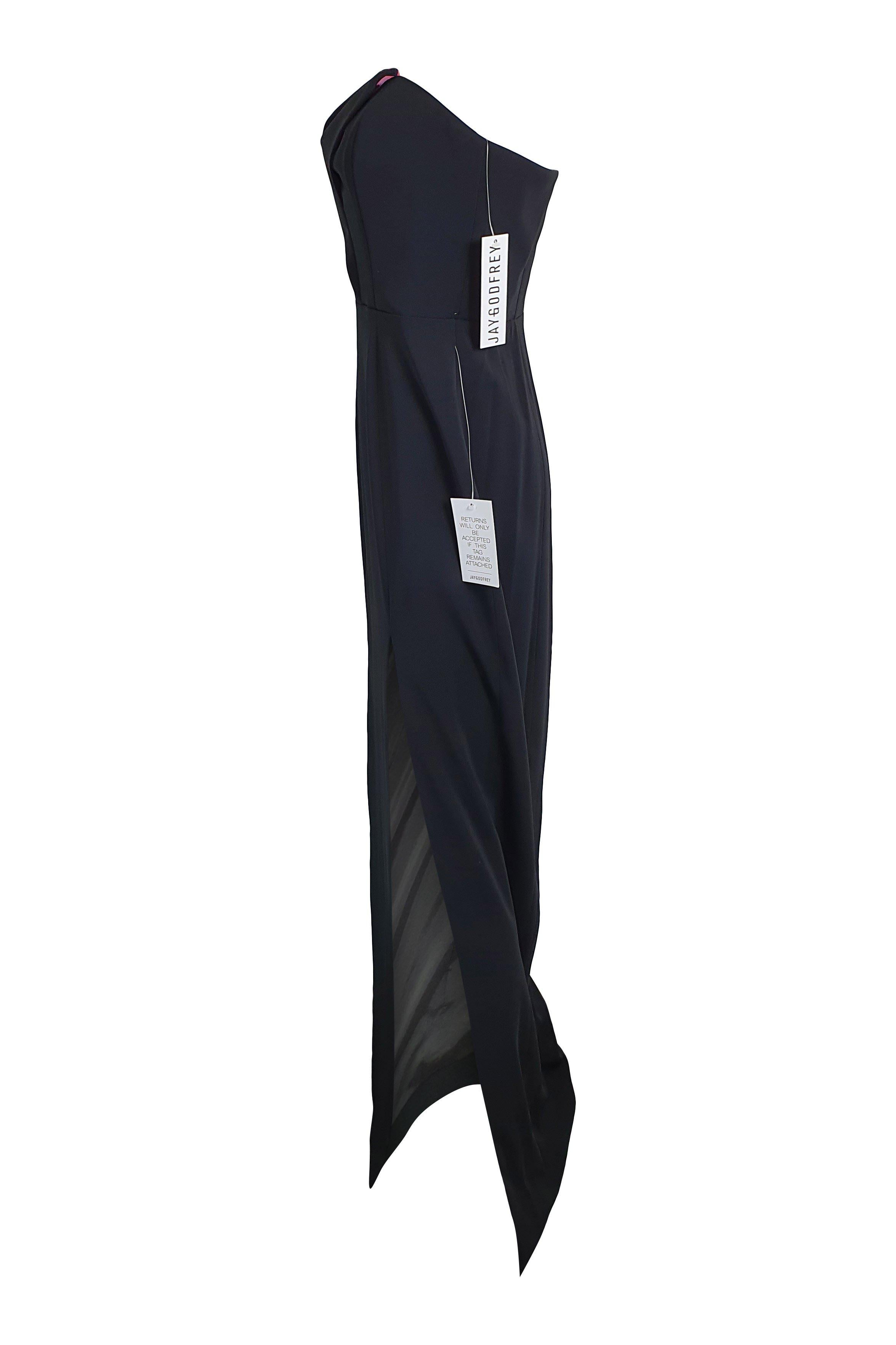 JAY GODFREY Black Sylvia Strapless Maxi Dress (8)-Jay Godfrey-The Freperie