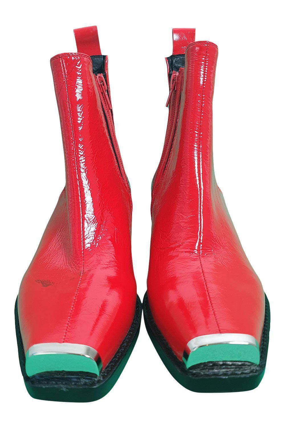 JEFFREY CAMPBELL Brisbane Red Patent Leather Chelsea Boots (5)-Jeffrey Campbell-The Freperie