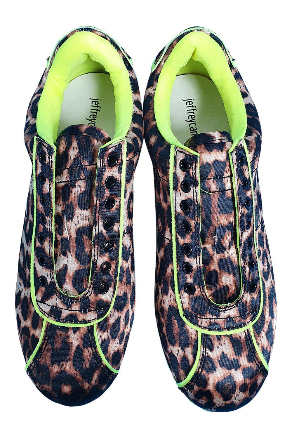 JEFFREY CAMPBELL Sprinter-b Rally Sneaker In Cheetah Satin/ Neon Yellow (US 7 | UK 4)-Jeffrey Campbell-The Freperie