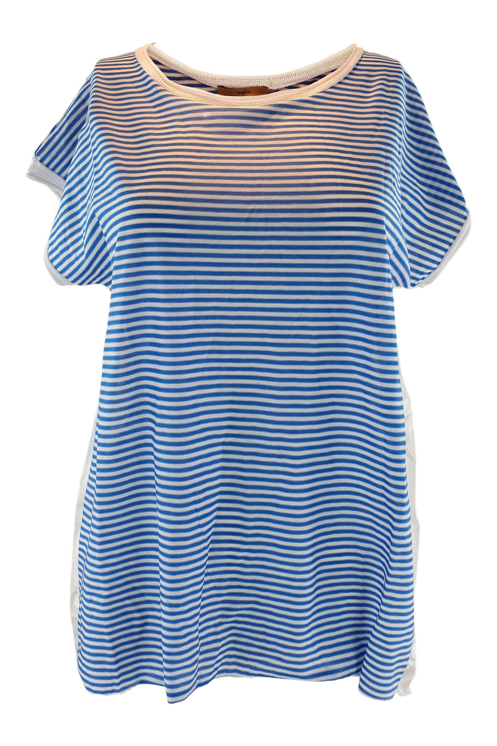 JEJIA Cotton and Vicose Blend Blue Striped Clown Shirt (IT 42)-Jejia-The Freperie