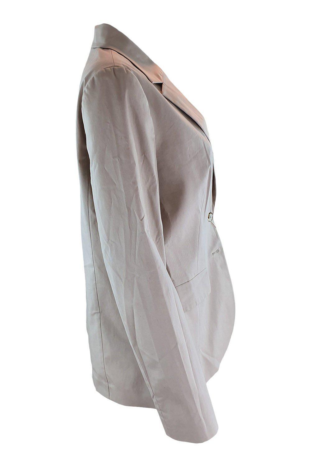JIL SANDER NAVY Women's Cotton Blend Tan Blazer Jacket (DE 40)-Jil Sander-The Freperie