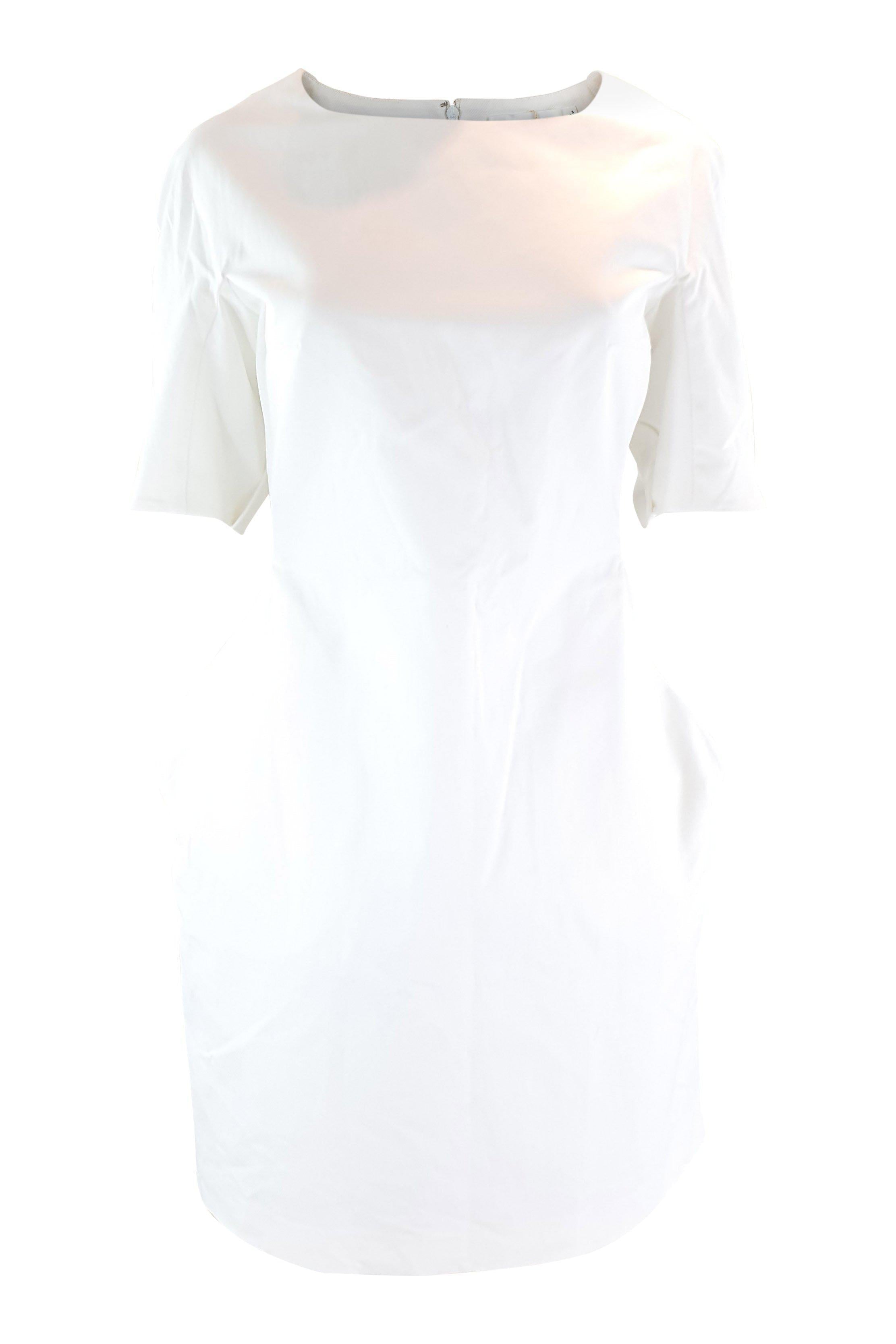 JIL SANDER S/S 2013 White Cotton Blend Sculptured Kimono Dress (DE 38)-Jil Sander-The Freperie