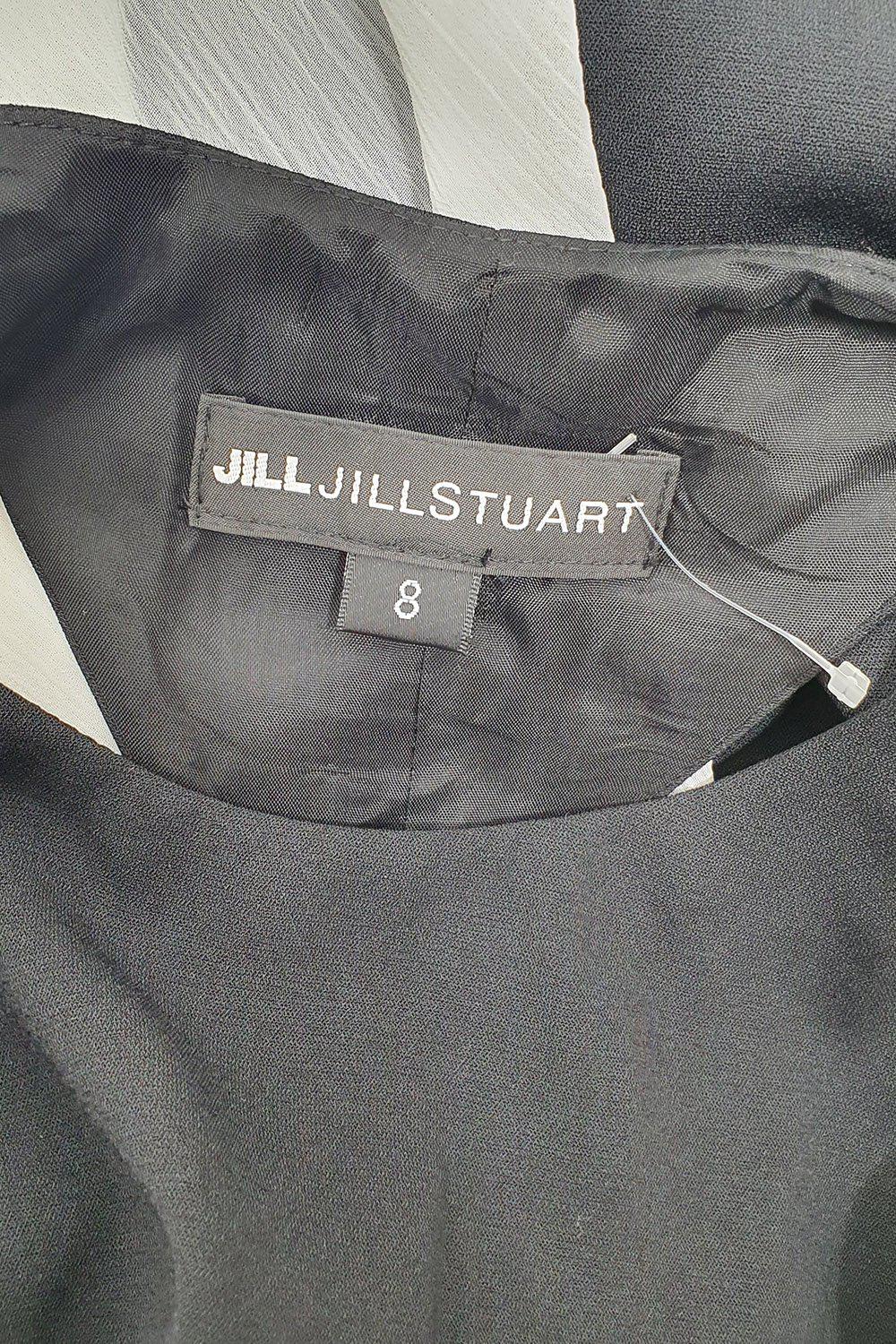 JILL STUART Black Racerback Maxi Dress White Chiffon Train (8)-The Freperie
