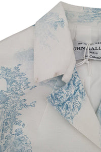 JOHN GALLIANO Kids Cotton Blend White Toile De Jouy Print Blazer (6)-The Freperie