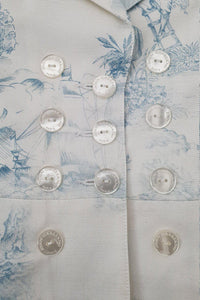 JOHN GALLIANO Kids Cotton Blend White Toile De Jouy Print Blazer (6)-The Freperie