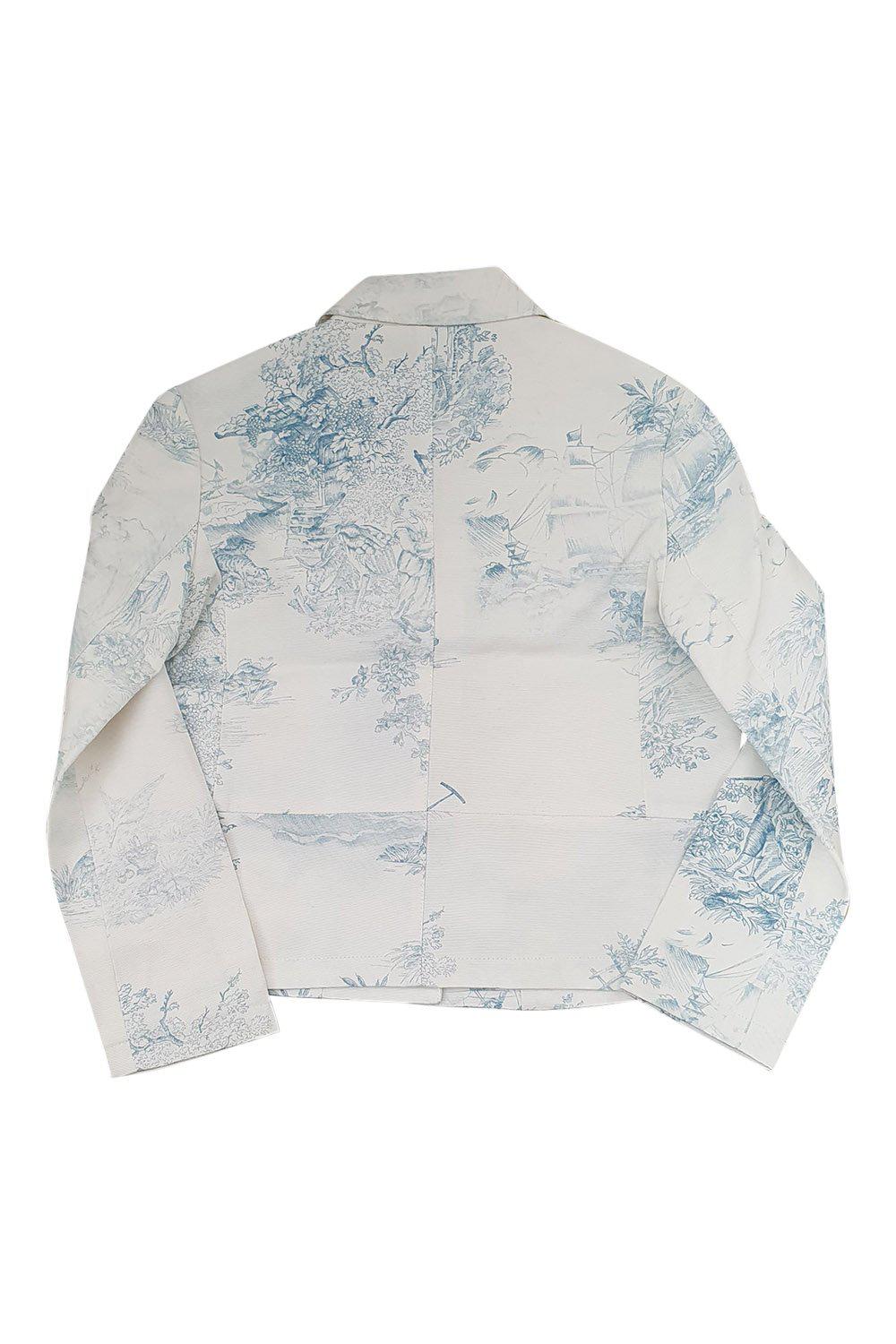 JOHN GALLIANO Kids Cotton Blend White Toile De Jouy Print Blazer (8)-The Freperie