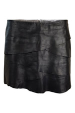 Load image into Gallery viewer, JOSEPH Black Leather Layered Micro Mini Skirt (UK 8)-Joseph-The Freperie
