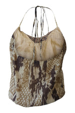 Load image into Gallery viewer, JOSEPH Brown Ruffle Front Printed Chiffon Halter Top (M)-Joseph-The Freperie
